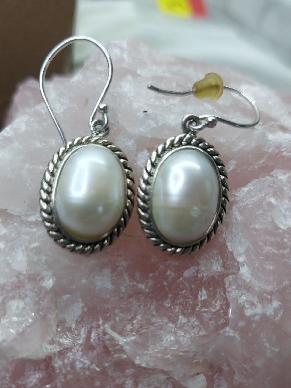 Sterling Silver Pearl Drop Earrings - White Pearl